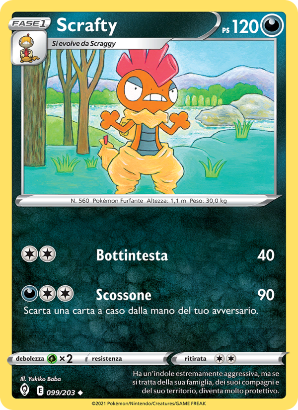 Scrafty 099/237 — Evolving Skies (Italian Pokémon TCG card)