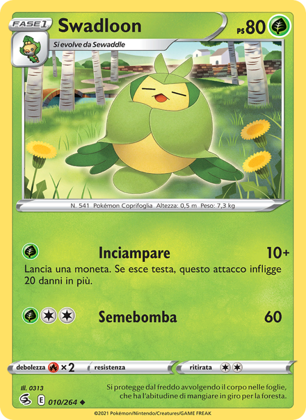 Swadloon 010/284 — Fusion Strike (Italian Pokémon TCG card)