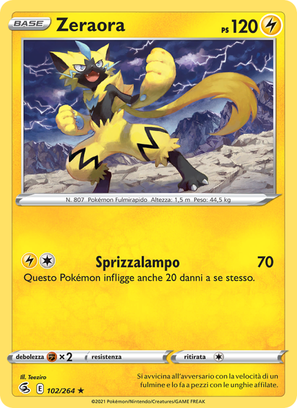 Zeraora 102/284 — Fusion Strike (Italian Pokémon TCG card)