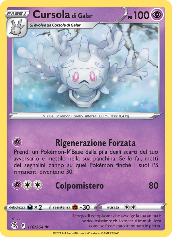 Cursola di Galar 118/284 — Fusion Strike (Italian Pokémon TCG card)