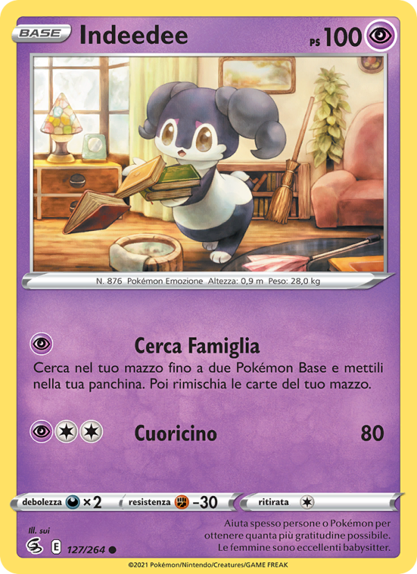 Indeedee 127/284 — Fusion Strike (Italian Pokémon TCG card)