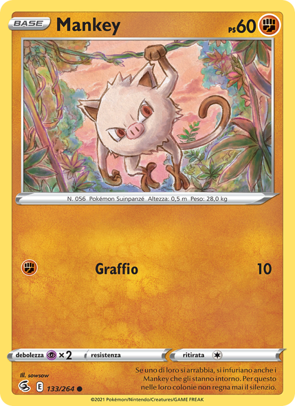 Mankey 133/284 — Fusion Strike (Italian Pokémon TCG card)