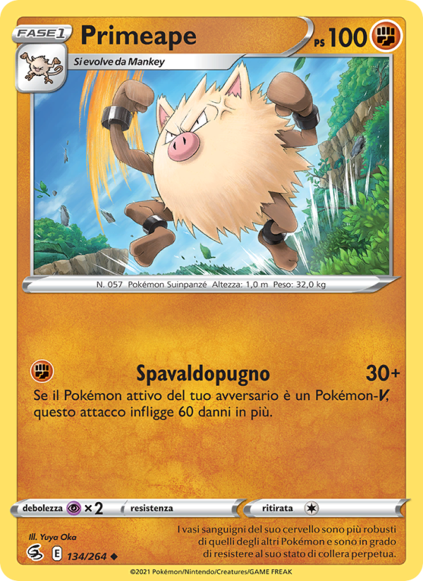 Primeape 134/284 — Fusion Strike (Italian Pokémon TCG card)