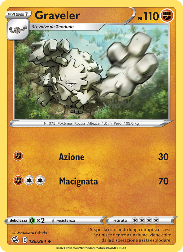 Graveler 136/284 — Fusion Strike (Italian Pokémon TCG card)
