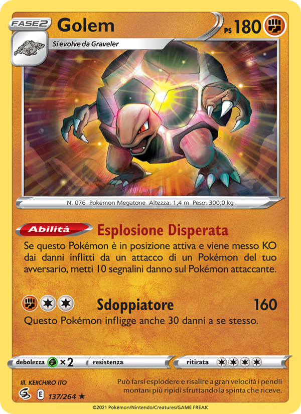 Golem 137/284 — Fusion Strike (Italian Pokémon TCG card)
