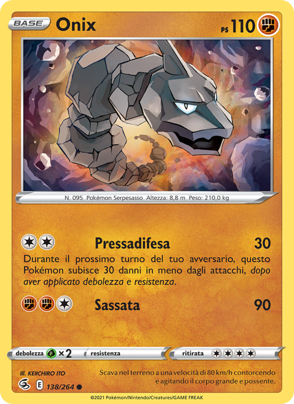Onix 138/284 — Fusion Strike (Italian Pokémon TCG card)