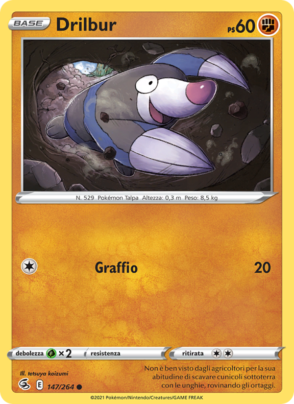 Drilbur 147/284 — Fusion Strike (Italian Pokémon TCG card)