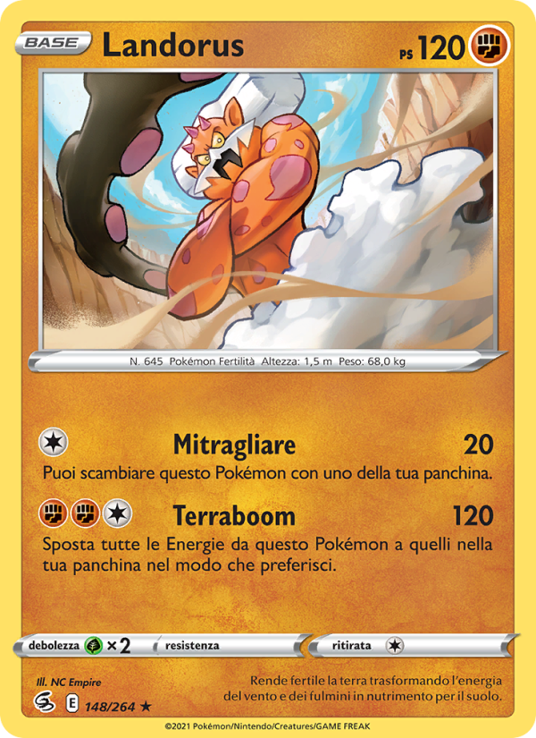 Landorus 148/284 — Fusion Strike (Italian Pokémon TCG card)