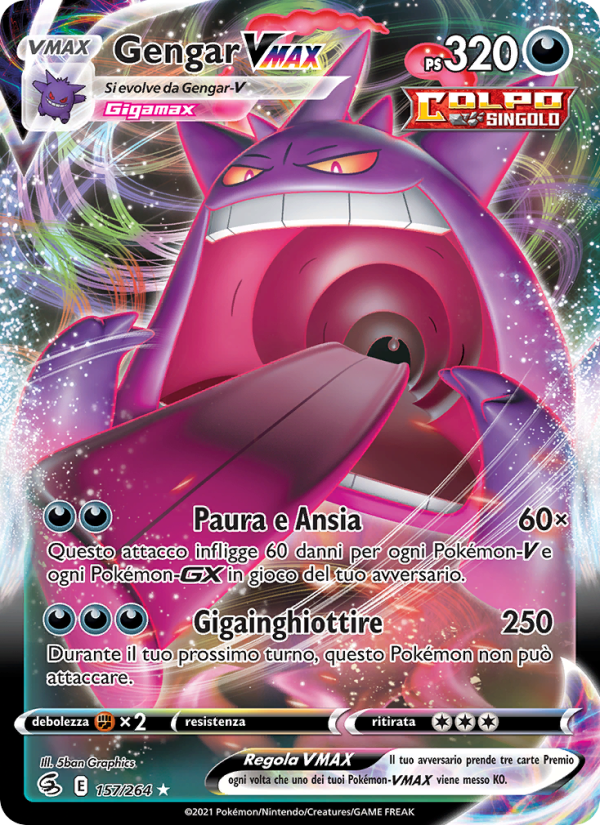 Gengar VMAX 157/284 — Fusion Strike (Italian Pokémon TCG card)