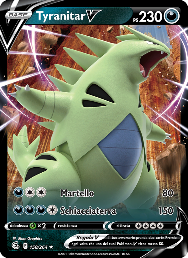 Tyranitar V 158/284 — Fusion Strike (Italian Pokémon TCG card)