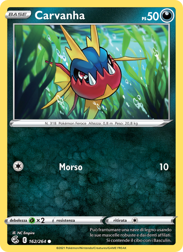 Carvanha 162/284 — Fusion Strike (Italian Pokémon TCG card)