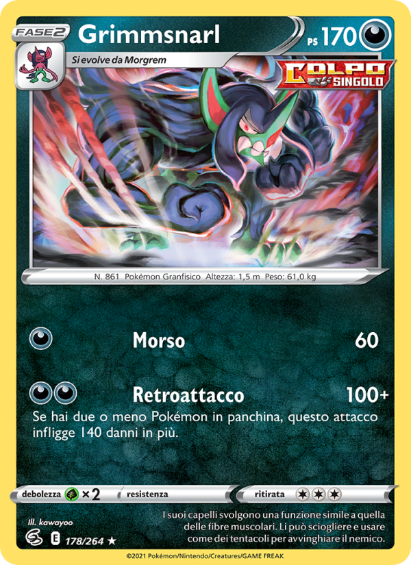 Grimmsnarl 178/284 — Fusion Strike (Italian Pokémon TCG card)