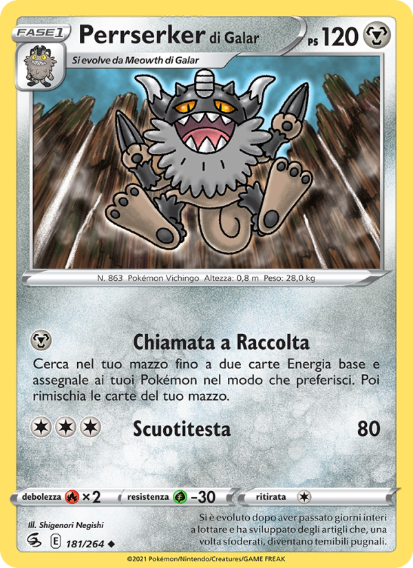 Perrserker di Galar 181/284 — Fusion Strike (Italian Pokémon TCG card)