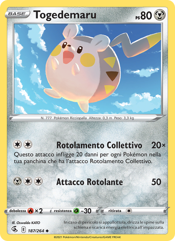 Togedemaru 187/284 — Fusion Strike (Italian Pokémon TCG card)