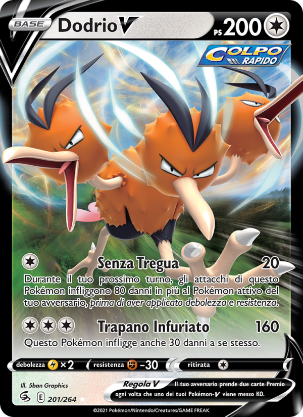 Dodrio V 201/284 — Fusion Strike (Italian Pokémon TCG card)