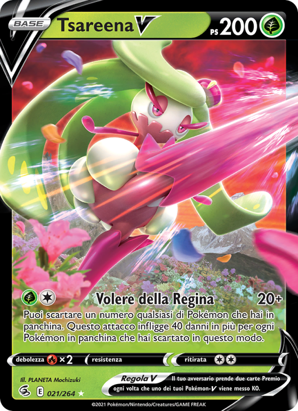 Tsareena V 021/284 — Fusion Strike (Italian Pokémon TCG card)