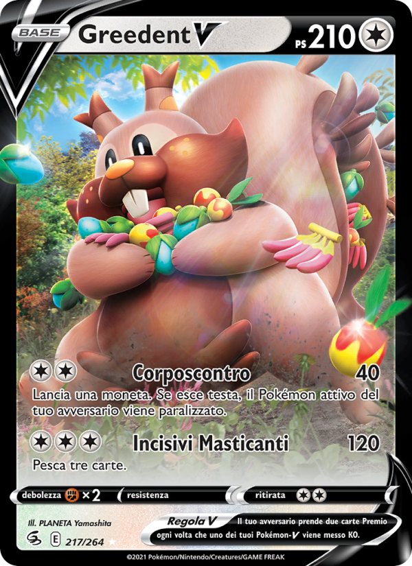 Greedent V 217/284 — Fusion Strike (Italian Pokémon TCG card)