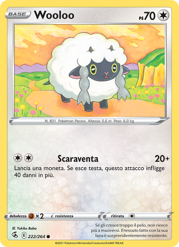 Wooloo 222/284 — Fusion Strike (Italian Pokémon TCG card)
