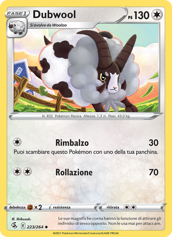 Dubwool 223/284 — Fusion Strike (Italian Pokémon TCG card)