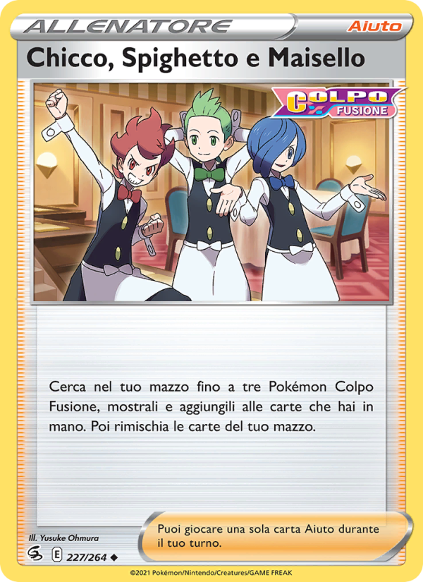 Chicco, Spighetto e Maisello 227/284 — Fusion Strike (Italian Pokémon TCG card)