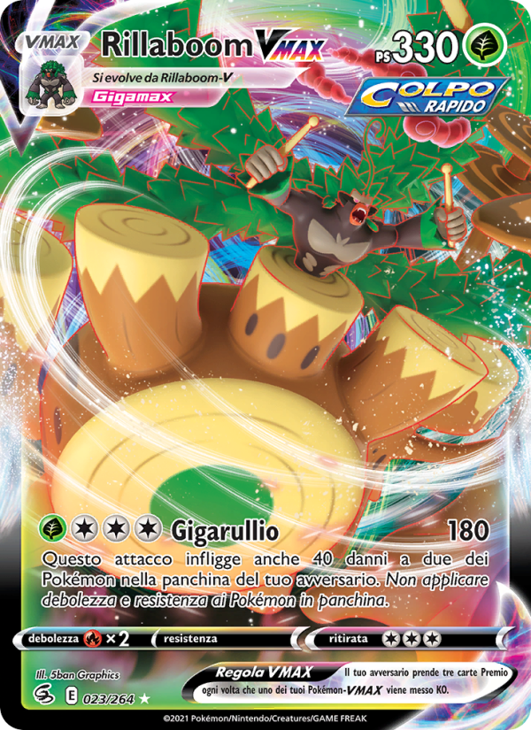 Rillaboom VMAX 023/284 — Fusion Strike (Italian Pokémon TCG card)