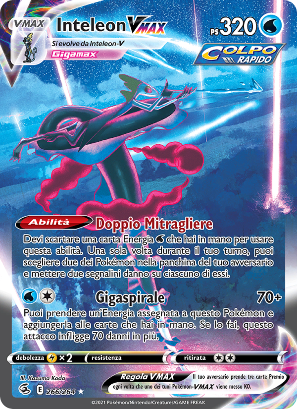 Inteleon VMAX 266/284 — Fusion Strike (Italian Pokémon TCG card)