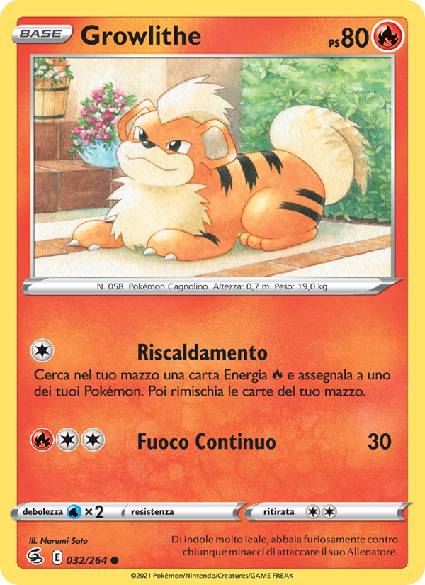 Growlithe 032/284 — Fusion Strike (Italian Pokémon TCG card)
