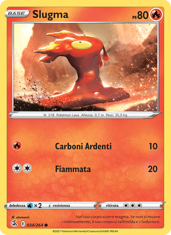 Slugma 034/284 — Fusion Strike (Italian Pokémon TCG card)