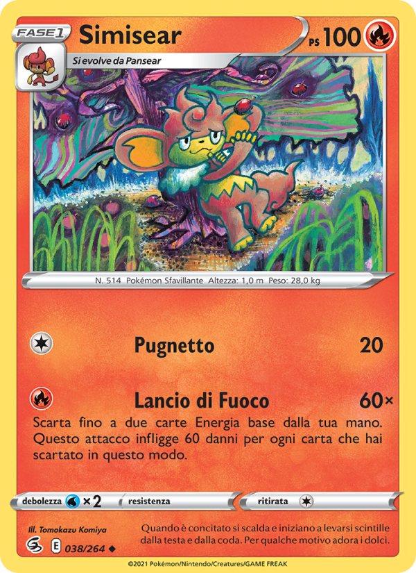 Simisear 038/284 — Fusion Strike (Italian Pokémon TCG card)