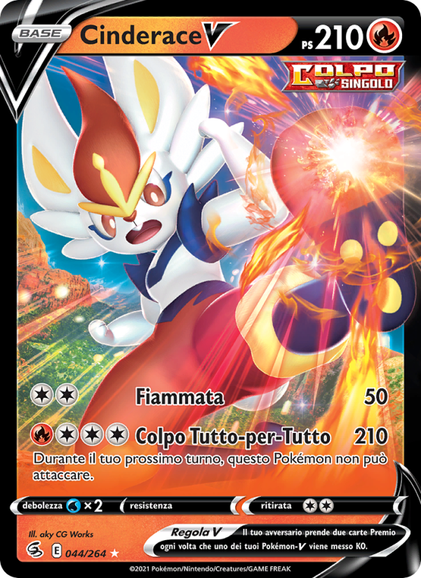 Cinderace V 044/284 — Fusion Strike (Italian Pokémon TCG card)