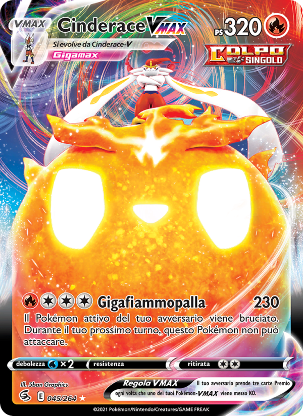 Cinderace VMAX 045/284 — Fusion Strike (Italian Pokémon TCG card)