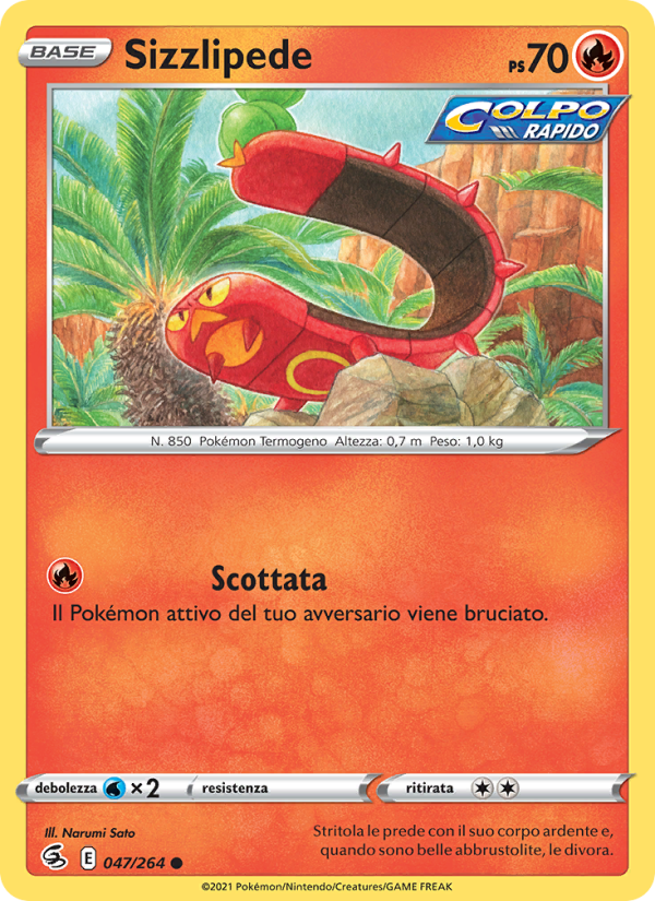 Sizzlipede 047/284 — Fusion Strike (Italian Pokémon TCG card)