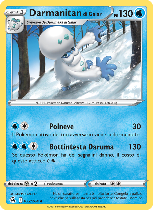 Darmanitan di Galar 072/284 — Fusion Strike (Italian Pokémon TCG card)