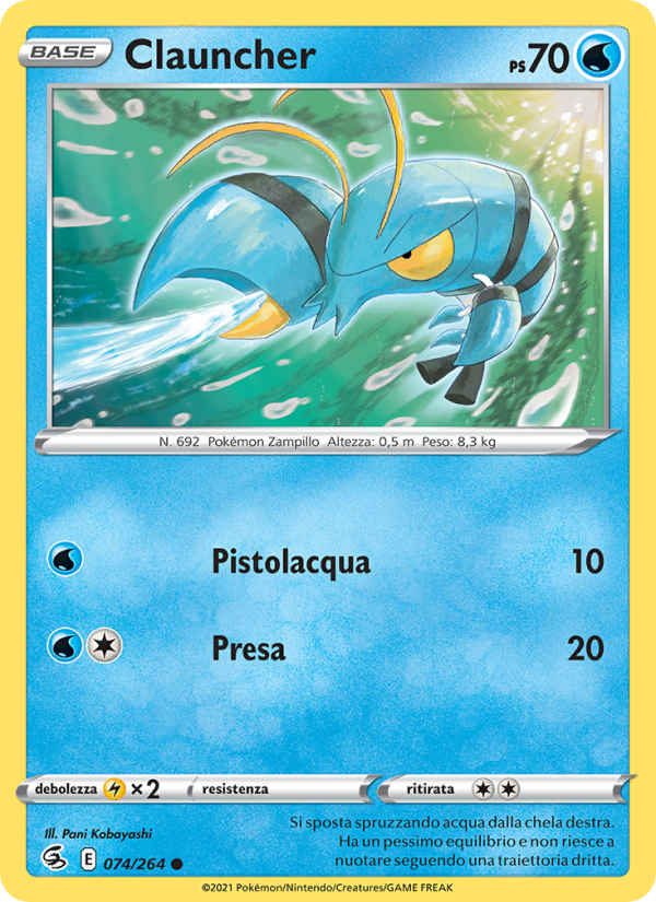 Clauncher 074/284 — Fusion Strike (Italian Pokémon TCG card)
