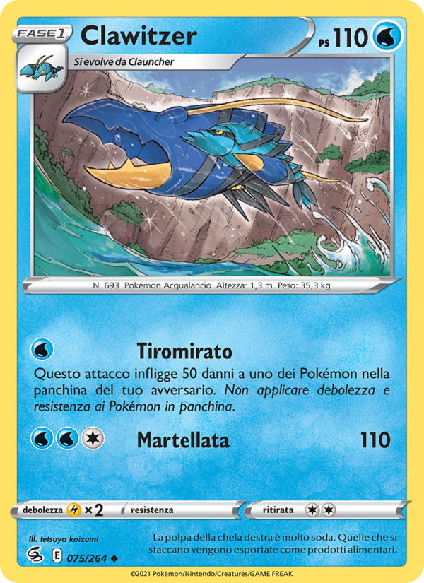 Clawitzer 075/284 — Fusion Strike (Italian Pokémon TCG card)