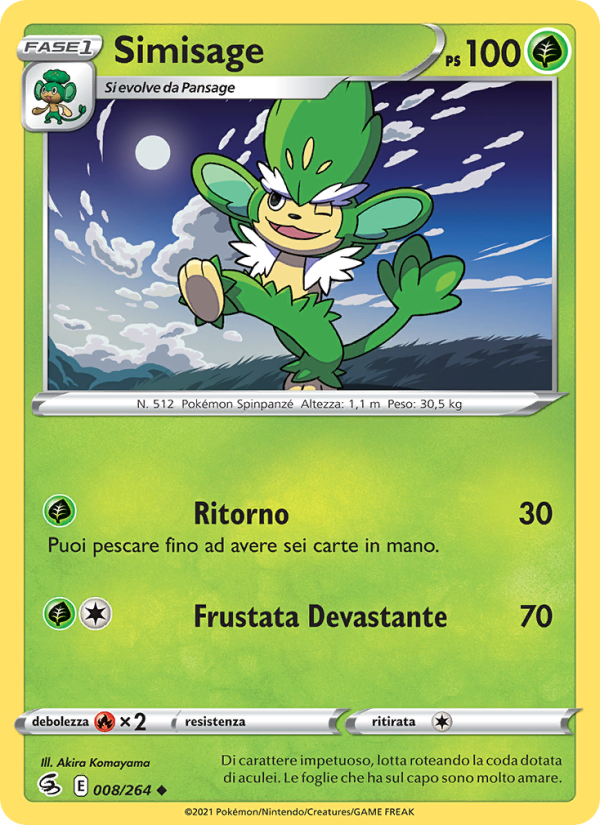 Simisage 008/284 — Fusion Strike (Italian Pokémon TCG card)