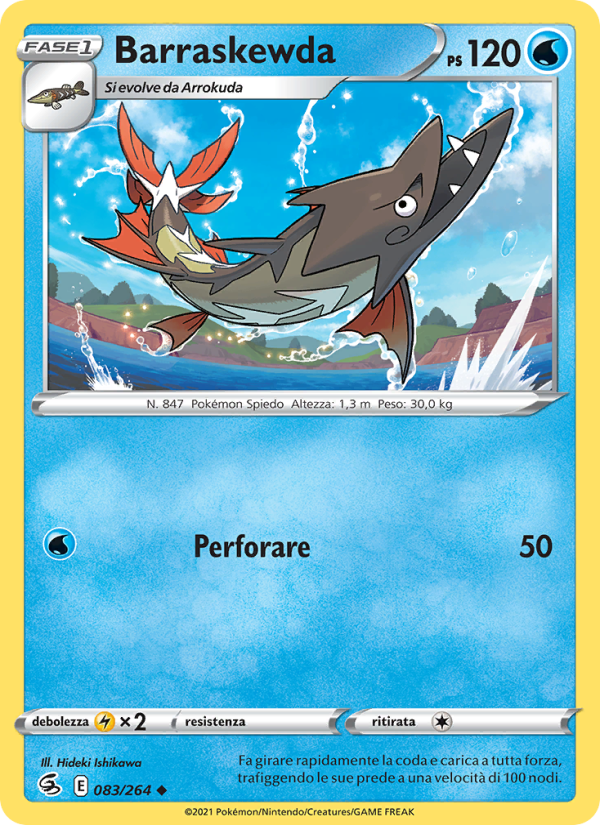 Barraskewda 083/284 — Fusion Strike (Italian Pokémon TCG card)