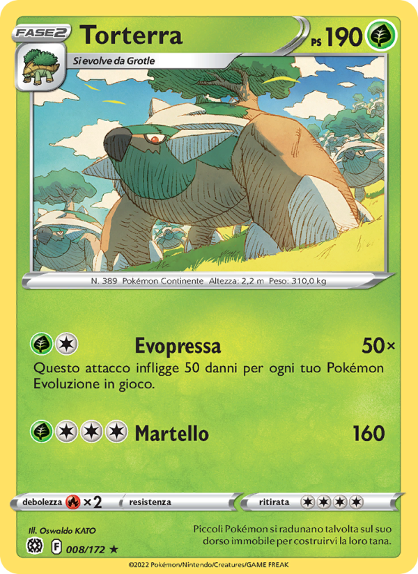 Torterra 008/216 — Brilliant Stars (Italian Pokémon TCG card)