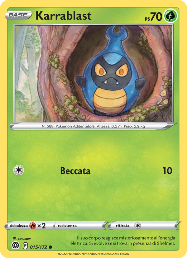 Karrablast 015/216 — Brilliant Stars (Italian Pokémon TCG card)