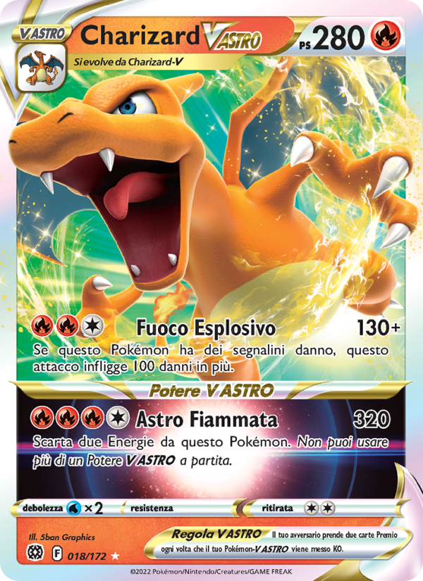Charizard V ASTRO 018/216 — Brilliant Stars (Italian Pokémon TCG card)