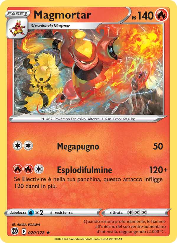 Magmortar 020/216 — Brilliant Stars (Italian Pokémon TCG card)