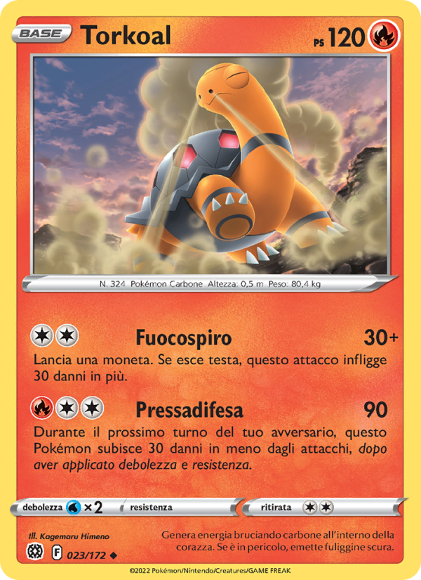 Torkoal 023/216 — Brilliant Stars (Italian Pokémon TCG card)