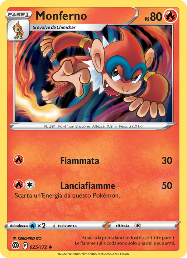Monferno 025/216 — Brilliant Stars (Italian Pokémon TCG card)