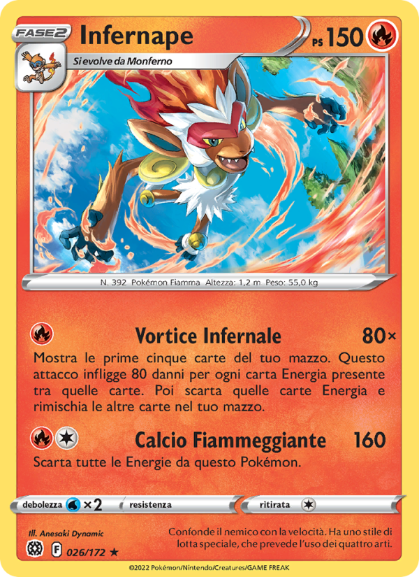Infernape 026/216 — Brilliant Stars (Italian Pokémon TCG card)