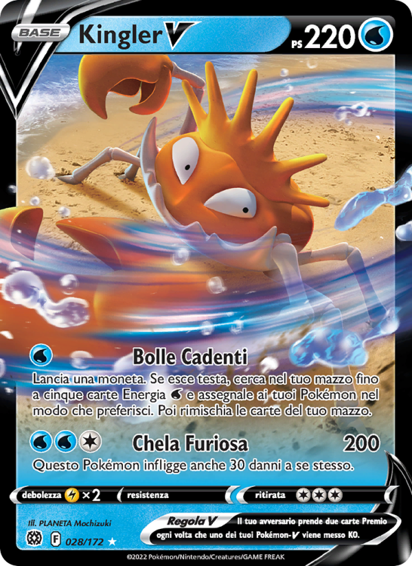 Kingler V 028/216 — Brilliant Stars (Italian Pokémon TCG card)