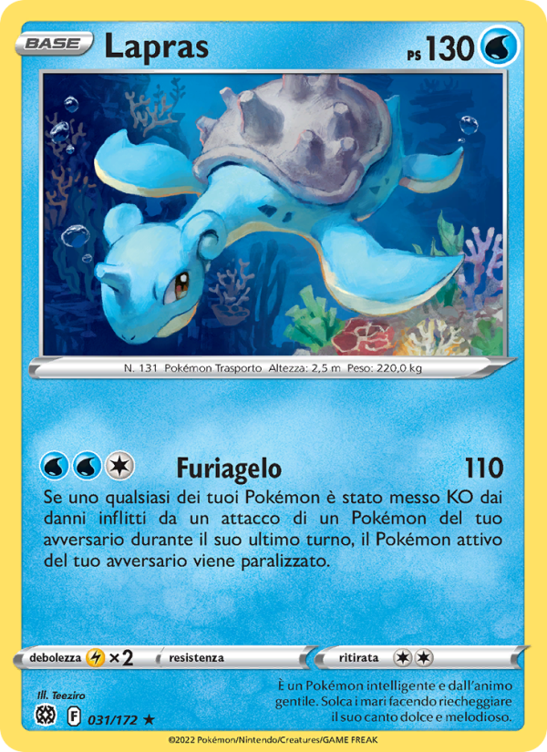 Lapras 031/216 — Brilliant Stars (Italian Pokémon TCG card)