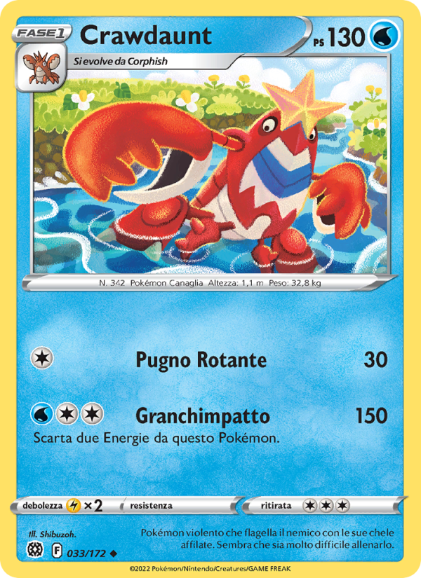 Crawdaunt 033/216 — Brilliant Stars (Italian Pokémon TCG card)