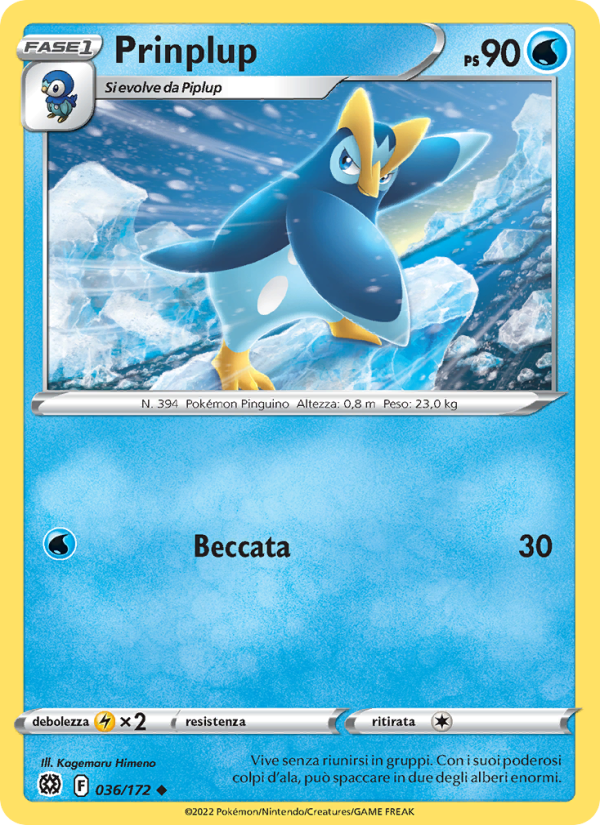 Prinplup 036/216 — Brilliant Stars (Italian Pokémon TCG card)