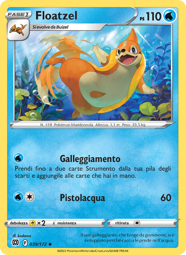 Floatzel 039/216 — Brilliant Stars (Italian Pokémon TCG card)
