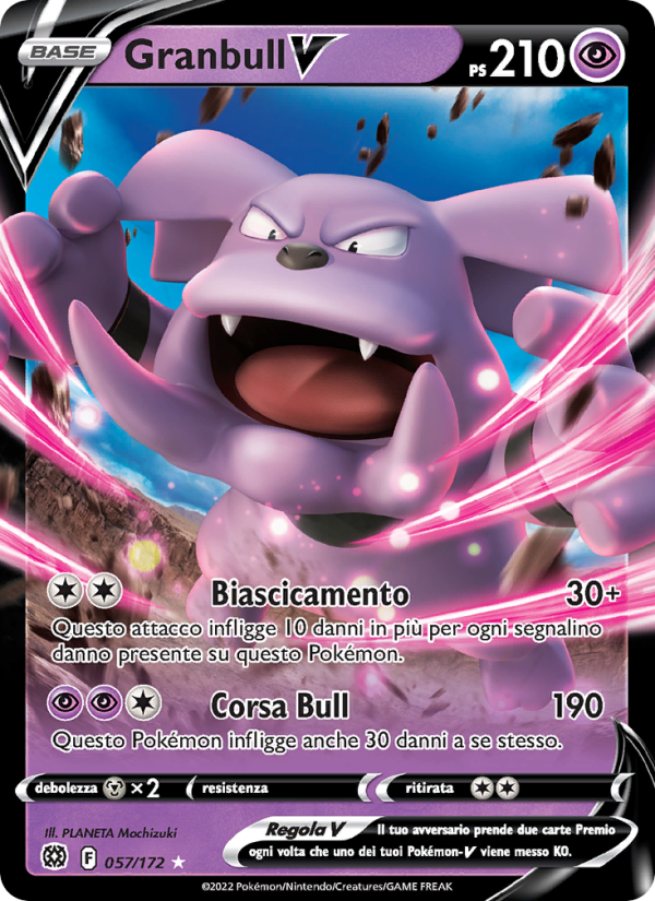 Granbull V 057/216 — Brilliant Stars (Italian Pokémon TCG card)